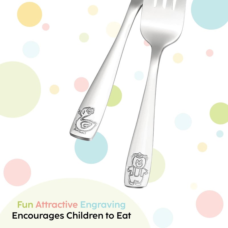 PLASKIDY Kids Silverware Stainless Steel Set of 10 Toddler Utensils Forks and Spoons - Dishwasher Safe Kids Flatware Set Children's Safe Cutlery Set - Image 4